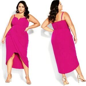 💗 NEW City Chic Sassy V Dress in Shocking Pink size 20 / L